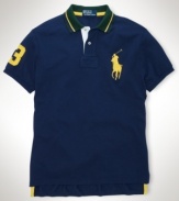 Ralph Lauren's classic-fit Big Pony polo, accented with a contrasting striped collar and an athletic numeral on the sleeve, gives a timeless look of sporting style.