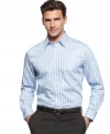 A classic addition to your workweek style is this smooth striped shirt from Tasso Elba.