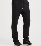 A refreshingly modern trackpant style, shaped in a blend of brushed wool and nylon, with the smart look and appeal of a casual trouser.Elastic drawstring waistSide slash pocketsFully linedInseam, about 3055% wool/45% nylonDry cleanImported