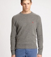 Whether worn alone or layered for weekend wear, this crewneck pullover exudes remarkable craftsmanship, shaped in luxurious lambswool for long-lasting style and comfort with contrast logo embroidery chest detail.CrewneckRibbed knit collar, cuffs and hemLambswoolDry cleanImportedThis style runs true to size. We recommend ordering your usual size for a standard fit. 