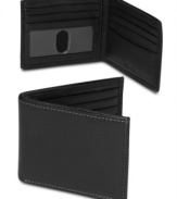 Sharpen up your ensemble style with this leather bi-fold wallet from Tasso Elba.