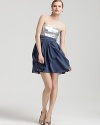 Aqua's party-perfect dress features a tonal sequined bust and dramatic draping at the skirt.