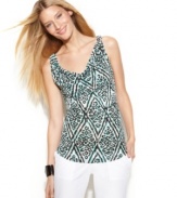 A little twist of the imagination - INC's tribal printed cowl neck tank makes any outfit look creative and cool!