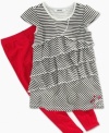 She can pair this ruffly tunic from DKNY with the matching pair of leggings for a style that's sweet and breezy.