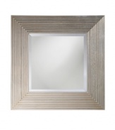 Step up guest room or entryway decor with the bright and bold Atlanta mirror from Howard Elliot. A dramatic wood frame gets extra attention thanks to a glistening silver-leaf finish with black accents.