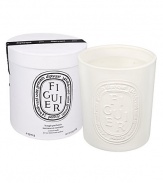 Diptyque teamed up with Virebent, a well-known porcelain manufacturer established in 1924, to make its indoor and outdoor scented candle. It chose earthenware for its rustic touch and hand-crafted look, and because it embodies and brings to life the brand emblematic oval. This Diptyque five-wick candle is made exclusively by hand, and recalls the warmth of fig wood, the freshness of its leaves and the milky sap. Burn time is approximately 150 hours.