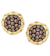 Sumptuously-sparkling studs! Le Vian's chic stud earrings feature a pretty oval shape that highlights round-cut chocolate diamonds (1/3 ct. t.w.) and white diamond accents. Set in 14k gold. Approximate diameter: 1/4 inch.