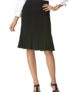 Box pleats add a sassy finish to update AGB's work-friendly petite pencil skirt, a wardrobe essential at a great price.