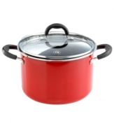 Make cooking even easier. Martha Stewart introduces a do-it-all stockpot to your space. Crafted from aluminum, this essential heats up quickly & evenly and features a lock-in-place strainer that gives you the convenience of straining and stirring. The nonstick finish is built durable to create a lifetime of cooking with little to no oil or fat. Lifetime warranty.