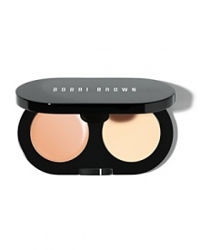 Conceal and set in one portable kit. Bobbi's Creamy Concealer blends easily to instantly cover and brighten dark circles. It also helps maintain skin's moisture levels for a smooth, virtually line-less look. Fuss-free pressed powder sets concealer for long-lasting wear.