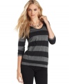 Shine on in this metallic-striped top from DKNY Jeans. It looks great with anything from black jeans to a flirty skirt!