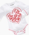 She'll love this sweet heart print and logo bodysuit by Under Armour.