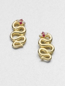 EXCLUSIVELY AT SAKS.COM From the Meadowlark Collection. A whimsical design with brilliant white sapphires and rich rubies set in 18k gold plated sterling silver. White sapphire and ruby18k goldplated sterling silverSize, about .414k gold post backImported 