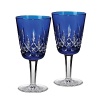 These grand Waterford goblets update the dazzling crosshatch Lismore pattern in regal cobalt and clear crystal.