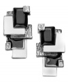 It's hip to be square. Bar III's geometrically-chic cluster earrings feature polished and textured squares overlapping one another. Crafted in burnished silver-plated mixed metal with black enamel and acrylic accents. Approximate drop: 1-1/4 inches.