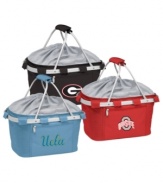 Pack a smarter picnic. Fully insulated with water-resistant lining to keep food and drinks fresh, this college-themed picnic basket is a clever companion for tailgating, camping and all your outdoor events. Collapses for easy storage.