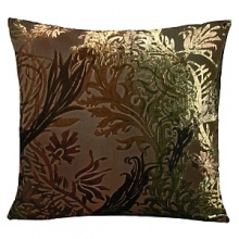 An intricate botanic print of vines lays gracefully on this decorative pillow. Fashioned from a fine silk, it makes a beautiful addition to any home.