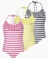 With these striped swimsuits from Roxy she'll look great in the sizzling sun.