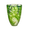 A stunning vase in breathtaking lime green features thin threads of glass that are hand-applied for a dazzling effect, making a perfect display item in your home.