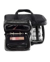 Trish's ultimate beauty organizer houses a patented Mini Makeup Planner-the one-and-only portable makeup vanity-two removable, see-through pouches for at-a-glance visibility of your essentials, and three lightweight bottles to be custom-filled with your beauty favorites. * Bottles in universally approved travel size * Sleek black nylon case in Trish's signature quilted pattern * Features a large zippered mesh pocket on the inside cover * Zippered, handled design makes for easy carrying * 9 x 2.5 x 13 inchesMakeup and Page shown in Planner not included.