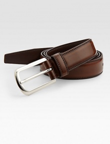 Smooth calfskin leather with impeccable stitch detail, finished with a classic metal buckle.LeatherAbout 1 wideMade in Italy