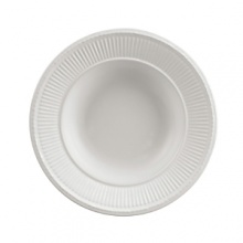 Edme rimmed soup bowl by Wedgwood. Wedgwood marks the 100th anniversary of its classic Edme collection with a refreshing update of its timeless pattern. A new antique white glaze enhances the elegant colannade embossment and laurel motif accent pieces. Sophisticated shapes and generously sized pieces make this pattern ideal for today's lifestyle.