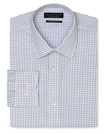 Your go-to look for everyday style, a handsome check dress shirt with a slimmer, contemporary fit, featuring a comfy spread collar and traditional barrel cuff.