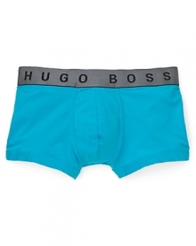 Rendered in super soft brushed jersey fabric, this comfy trunk sports a an extra wide logo waistband.