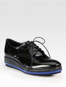 Lace-up oxford design with a micro-platform. Micro-foam wedge, 1½ (40mm)Micro-foam-insert platform, ¾ (20mm)Compares to a ¾ heel (20mm)Leather upperLeather liningRubber solePadded insoleMade in Italy