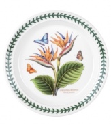 An exotic take on the much-loved Botanic Garden pattern, this salad plate blooms with lush, tropical florals. Portmeirion's trademark triple-leaf border puts the finishing touch on this new dinnerware classic.