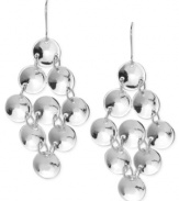 Enchanting elegance. This pair of chandelier earrings from Robert Lee Morris is crafted from silver-tone mixed metal with descending concave metal discs for post-modern appeal. Approximate drop: 2-1/2 inches.