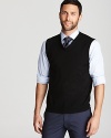 A tried-and-true sweater vest in pure merino wool dignifies your presentation at every venue.