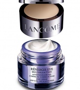 Eye care at its peak. Lancome introduces its ultimate eye care system, Renergie Eye Multiple Action, a unique combination of two treatments for six visible anti-aging actions:Eye lids are visibly lifted The appearance of fine lines and wrinkles is virtually erased The eye contour looks firmer Under eye bags are visibly defeated Dark circles appear faded The eye contour looks illuminatedThe eye area is visibly revitalized.