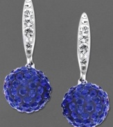 Blue resplendence. Kaleidoscope's party-at-the-disco-inspired drop earrings feature sparkling blue and clear crystals with Swarovski Elements. Crafted in sterling silver. Approximate drop: 1 inch.