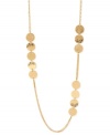 Going to great lengths pays off with this necklace from Kenneth Cole New York. Crafted from gold-tone mixed metal, the necklace is adorned with shining discs and pave glass crystal accents for a glamorous touch. Approximate length: 32 inches + 3-inch extender.