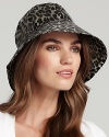 Brave the weather in style with a leopard print rain hat from San Diego Hat Company.