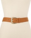 Create a new style foundation with this classic pebbled leather belt from MICHAEL Michael Kors. Industrial hardware at the sides add a modern touch.