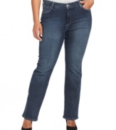 Refresh your casual look with Not Your Daughter's Jeans' straight leg plus size jeans, featuring a shaping panel for a flattering fit.