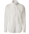 Elegant shirt made ​.​.from fine organic cotton - In the classic color white - Particularly stylish: the fashionable bibb front - With a small collar and full length button placket - Modern slim fit, long sleeves - Goes perfect with jeans or dress pants - Wear absolutely anywhere, anytime : in the office, for leisure or on festive occasions