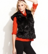 Add on-trend texture to your ensemble with this Green With Envy faux-fur vest -- perfect for a stylish cold-weather look!