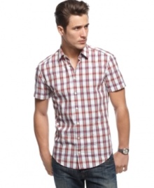 You'll get checked out for your patterned style with this plaid shirt from BOSS ORANGE.