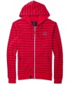 Bold and bright stripe hoodie by LRG. Makes a great gift.