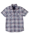 Classic style never fades. That means you'll always look great sporting this short-sleeved, plaid shirt from Guess.