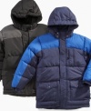 Insulated and warm with a detachable hood, this jacket from S. Rothschild is wind and water resistant.