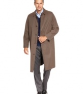 Crafted in a soft, rich microfiber, this handsome raincoat has a classic drape and luxurious hand.