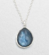 From the Wonderland Collection. Faceted, teardrop shaped indigo doublet set in hammered sterling silver on a link chain. Indigo doubletSterling silverLength, about 16-18 adjustablePendant size, about .9Lobster clasp closureImported 