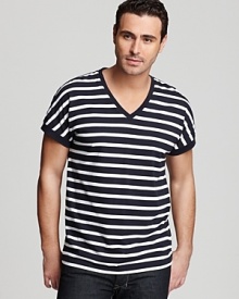 BOSS Orange Tough Stripe V Neck Tee