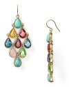 Take this season's high-voltage hues to your jewel box with these teardrop chandelier earrings from Lauren Ralph Lauren, accented by 14-karat gold plate and cascading colorful gems.