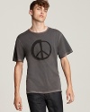 A brushstroke peace symbol lends graphic edge (and a positive message) to the John Varvatos Star USA tee.