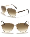 Timeless aviator sunglasses with a thin top bar and pebble inlay at sides.